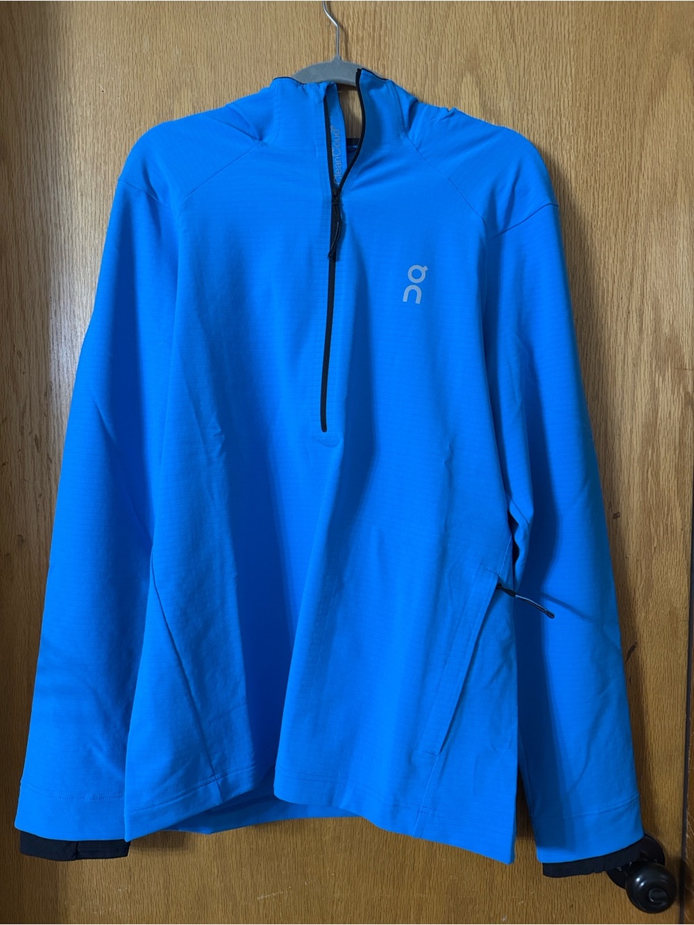 On Running Men's Blue Pace Hoodie Half-Zip Pullover Jacket